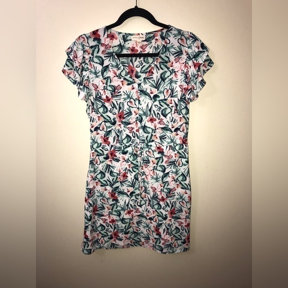 Maison Jules Womens Flutter Short Sleeve Floral Pullover Lightweight Dress Small - Picture 2 of 15